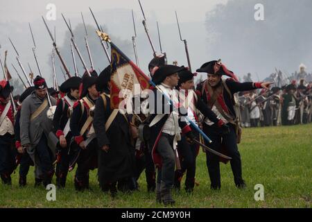 Battle reenactment on 18.10.2006 the Franco-Prussian Battle of Jena in Auerstedt Stock Photo