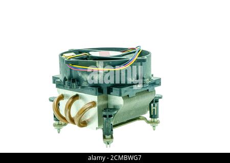Old Fan for CPU isolated on a white background. Stock Photo