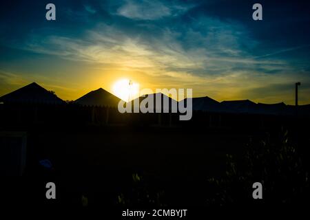 desert camping at the Sam Sand Dunes are on the outskirts of Jaisalmer rajasthan Stock Photo