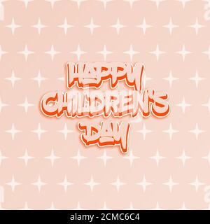 Happy children's day poster template using combination of two colors with seamless stars background. ideal for invitation cards, greeting cards, poste Stock Photo