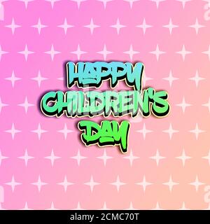 Colorful and decorative Happy children's day poster template with seamless stars over light pink background. ideal for invitation cards, greeting card Stock Photo