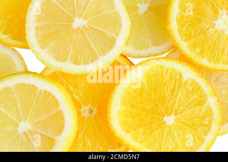 citrus slice, oranges and lemons isolated on white background, clipping path Stock Photo