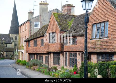 A view south from the Minstrels on the Causeway to St Marys Church in subdued light on a  summer morning . Horsham, West Sussex, UK. Stock Photo