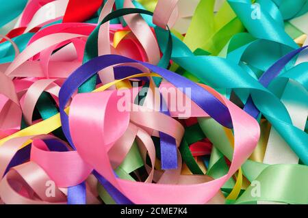 Multi-colored satin ribbons Stock Photo