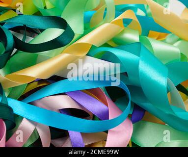 Multi-colored satin ribbons Stock Photo