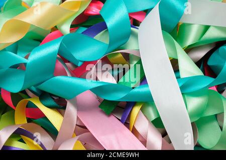 Multi-colored satin ribbons Stock Photo