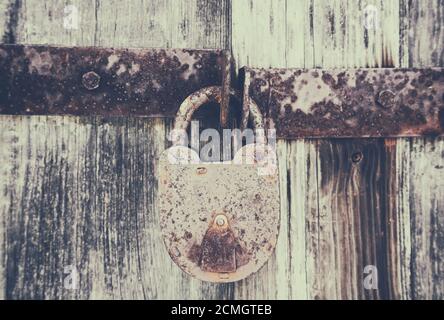 Old metallic padlock Stock Photo