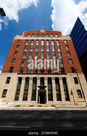 Facade of art deco style former United States Appraisers Stores Building at 103 South Gay St, Baltimore City, Maryland, USA Stock Photo