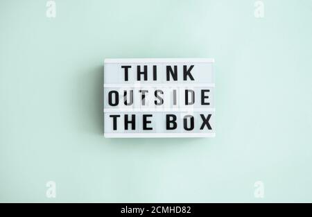 Think outside the box message box Stock Photo
