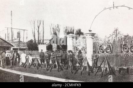 Japanese soldiers at Pagoda Park in Seoul in 1919. Stock Photo