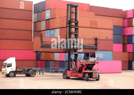 Container handlers in the container yard Stock Photo