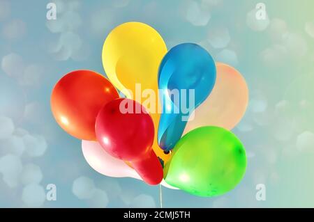 Multicolored balloons against the sky Stock Photo