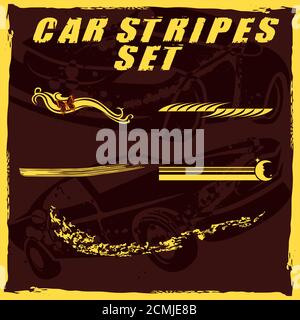 Car stripe design set to print and cut on vinyl Stock Photo