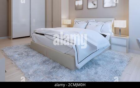 Bedroom high-tech style. 3d render Stock Photo