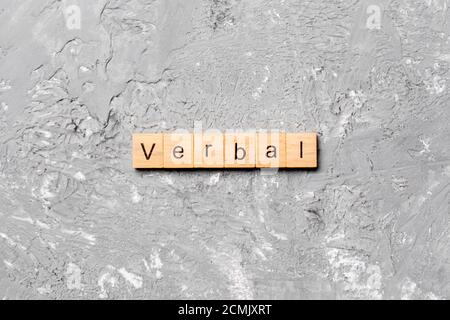 verbal word written on wood block. verbal text on table, concept. Stock Photo