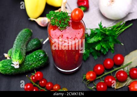 glass of freshly squeezed tomato juice Stock Photo