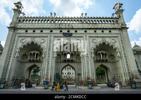 Lucknow, India - September 2020: Entrance of the Bara Imambara tomb in Lucknow on September 6, 2020 in Uttar Pradesh, India. Stock Photo
