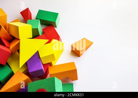 Large multi-colored childrens blocks-designer for the construction of houses and buildings of varying complexity. copy space Stock Photo