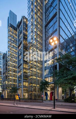 Oblique facade elevation with lit interior. Graphene Institute ...