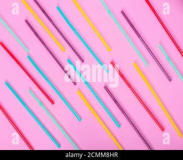 colorful plastic tube with white polka dots for drinks Stock Photo