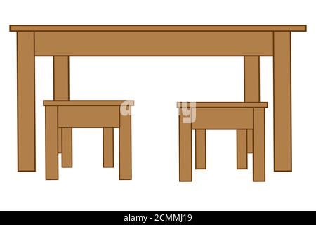 Big table and two chairs Stock Photo