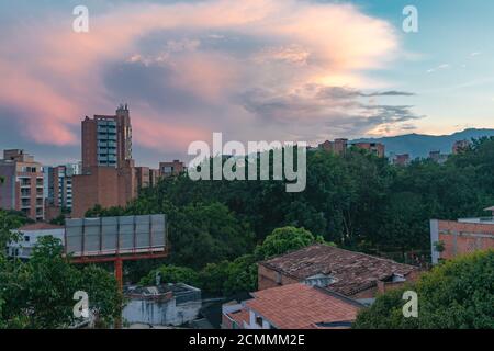 Landscape viewing from apartment's window in Laureles, Medellin Stock Photo