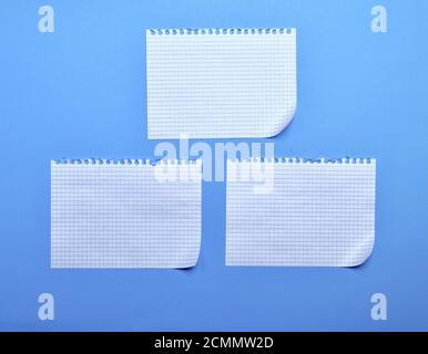 three blank sheet of paper with curved corners Stock Photo