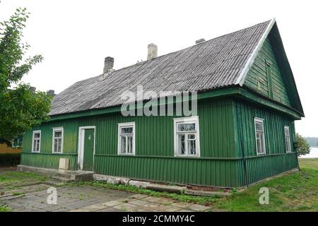 A typical wooden Karaim house, Trakai, Lithuania, Europe Stock Photo