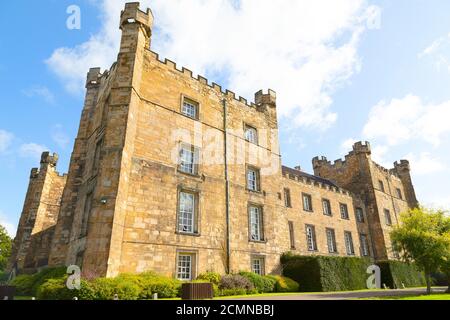 Lumley Castle in County Durham, England. The 14th century fortification is a Grade I listed building and a four-star hotel. Stock Photo