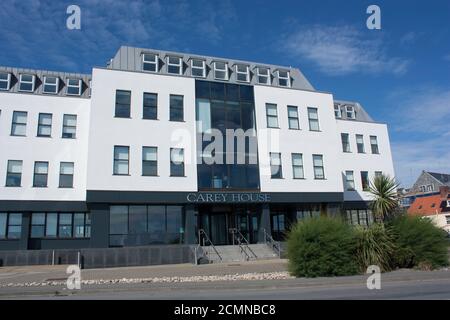 Channel Islands. Guernsey. St Peter Port. St George's Esplanade. Admiral Park. Carey House. Stock Photo