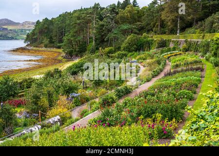 Loch Ewe viewed across the Walled Garden at Inverewe Garden, Poolewe, Wester Ross, Scotland, UK Stock Photo