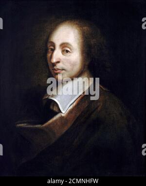 Blaise Pascal (1623-1662). Portrait of the French mathematician and physicist by anonymous artist, oil on canvas, c.1651-1700 Stock Photo