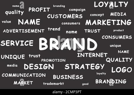 Illustration of Brand word on gray background Stock Photo