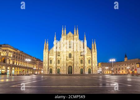 Milan Italy, night city skyline at Milano Duomo Cathedral Stock Photo