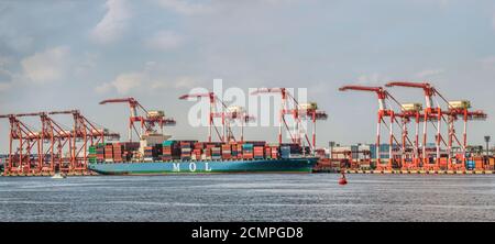 View from Odaiba at Yokoreitokyo Daini Industrial Plant and container harbour at Shinagawa, Tokyo, Japan Stock Photo