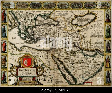 John Speed. The Turkish Empire. Newly Augmented by John Speed. 1626. Stock Photo