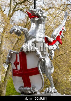 Legends says the St Georges Dragon statues located around London are  guarding the Entrance to the  City of London, Stock Photo