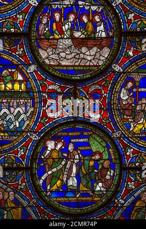 Stained glass window in the Cathedral, Canterbury, Kent, England Stock Photo