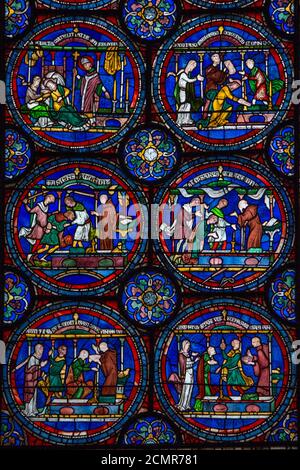 Stained glass window in the Cathedral, Canterbury, Kent, England Stock Photo