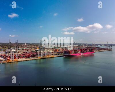 Container Ship ONE AQUILA docked at Southampton docks, Southampton, England Stock Photo