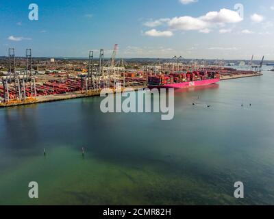 Container Ship ONE AQUILA docked at Southampton docks, Southampton, England Stock Photo