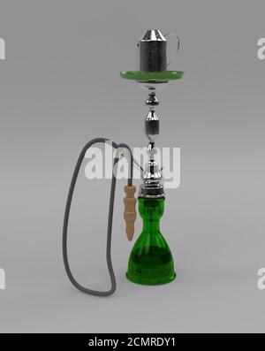 East relax green shisha for smoking tobacco from glass and metall material 3d illustration Stock Photo