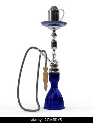 East relax blue shisha for smoking tobacco from glass and metall material 3d illustration Stock Photo