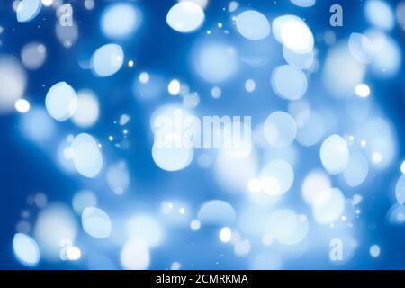 Blue blurred abstract background lights, beautiful Christmas. Stock Photo