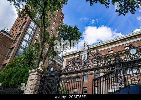 Entrance Gate and Barnard Hall, Barnard College, New York City, New York, USA Stock Photo