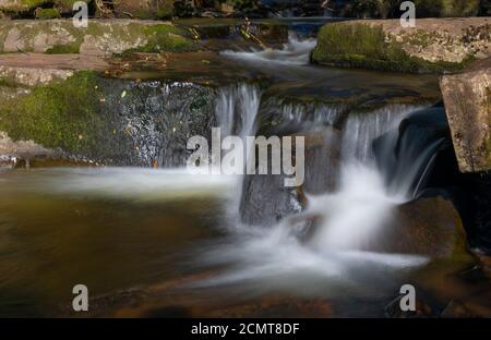 Lower Blaen-y-Glyn waterfalls in the Brecon Beacons, Wales, UK Stock Photo