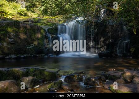 Lower Blaen-y-Glyn waterfalls in the Brecon Beacons, Wales, UK Stock Photo