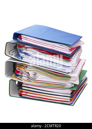 stack of colored folders isolated on white background Stock Photo