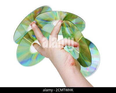 hand with a CD wearing on your fingers Stock Photo