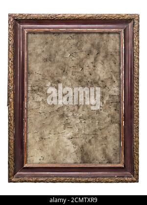 old picture frames with cracked canvas isolated on white background Stock Photo